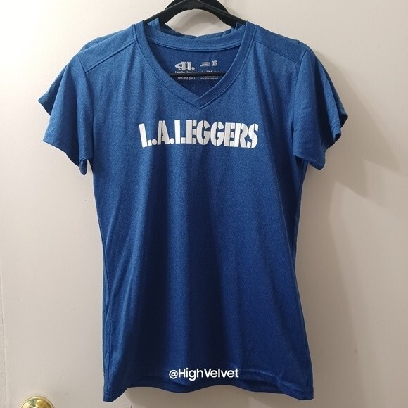 067 LA LEGGERS Running Club Tee Blue Womens sz XS (2 pcs) - Picture 2 of 8